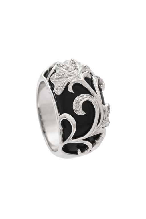 18k Gold Onyx and Diamond Ring