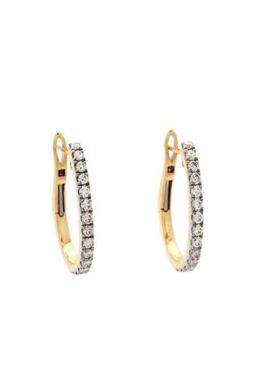 Pair of 18k Gold Diamond Hoop Earrings
