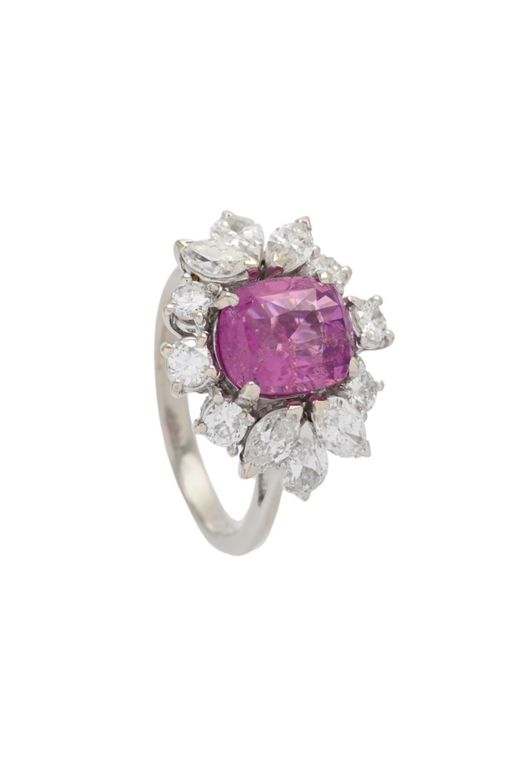 18k Gold Sapphire and Diamond Cluster Ring