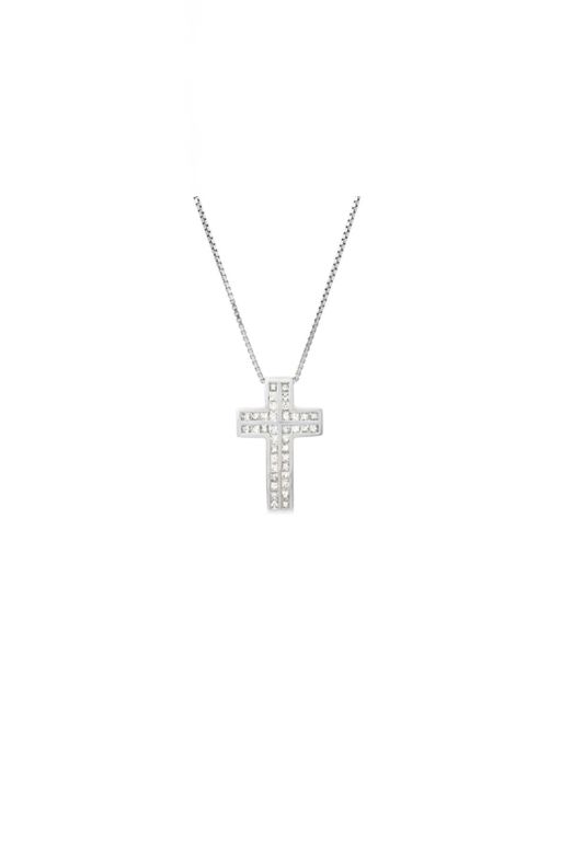 18k Gold Diamond Cross Pendant Necklace
