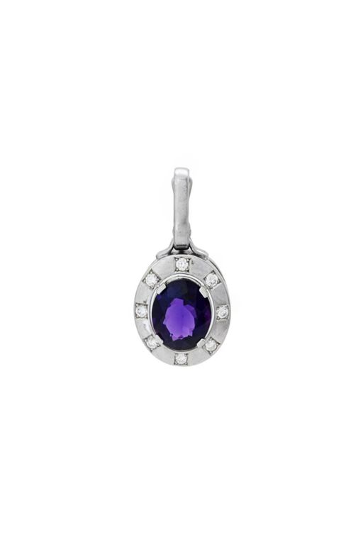 18k Gold Amethyst and Diamond Pendant
