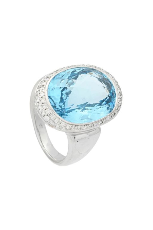18k Gold Topaz and Diamond Ring