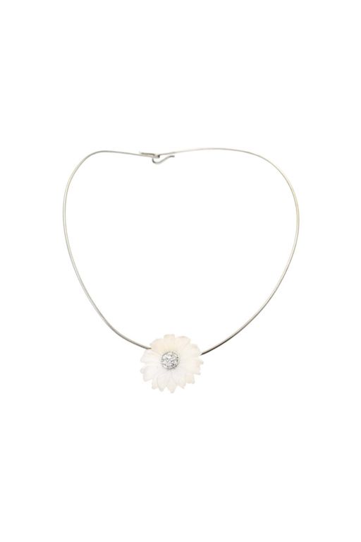 18k Gold Rock Crystal and Diamond Pendant Necklace