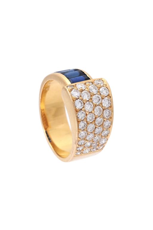 18k Gold Sapphire and Diamond Ring