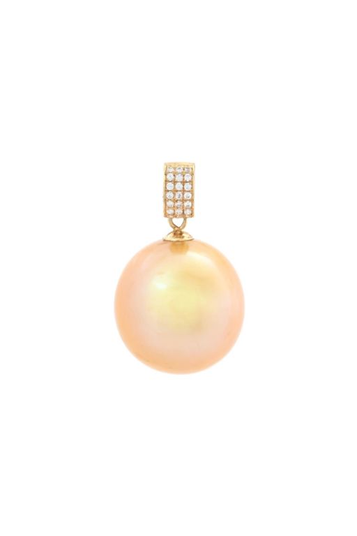 18k Gold Pearl and Cubic Zirconia Pendant