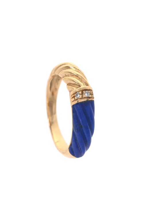 18k Gold Lapis Lazuli and Diamond Ring