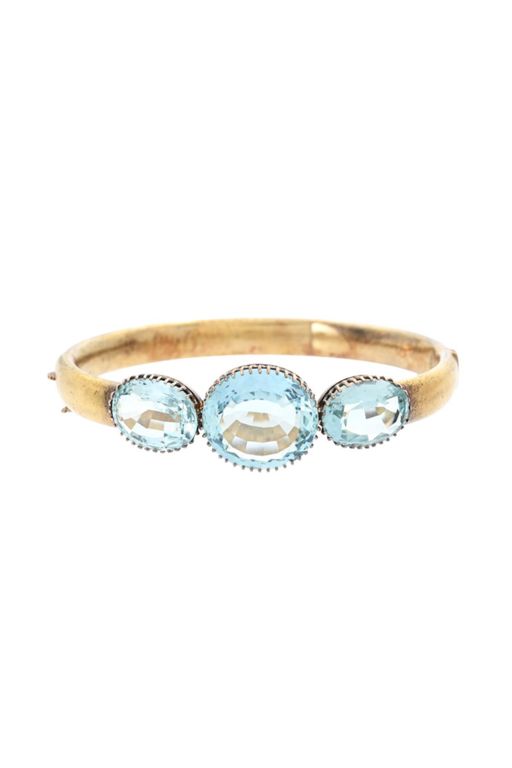 14k Gold Aquamarine Bangle