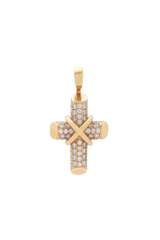 18k Gold Diamond Cross Pendant