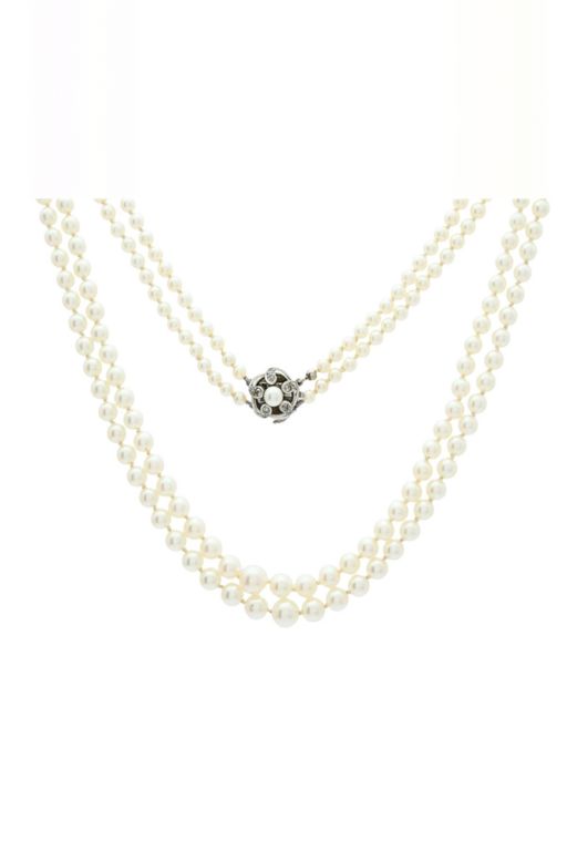 18k Gold Pearl and Diamond Necklace