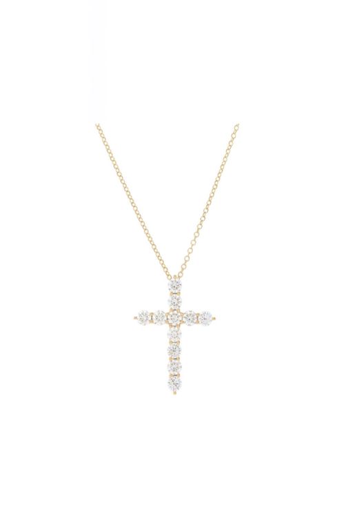 18k Gold Diamond Cross Pendant Necklace