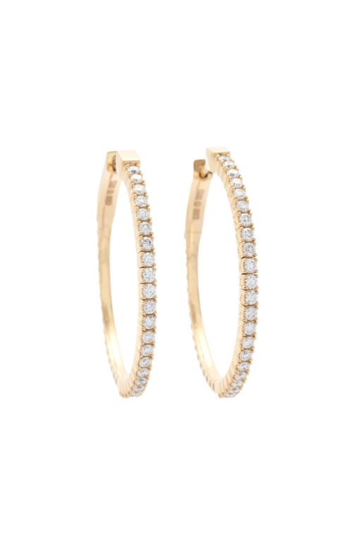 Pair of 18k Gold Diamond Hoop Earrings