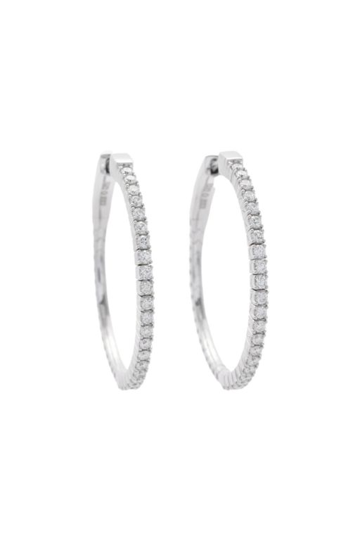Pair of 18k Gold Diamond Hoop Earrings
