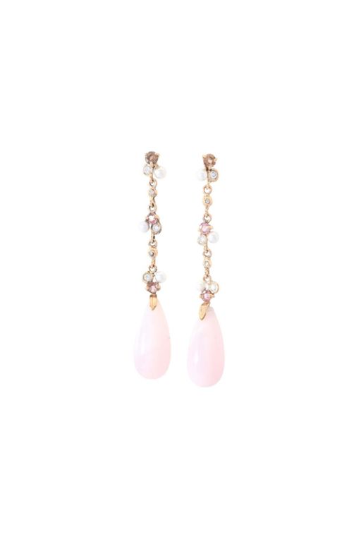 Pair of 18k Gold Multi-Gem Earrings