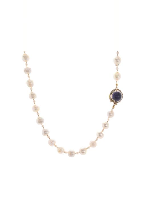 18k Gold Pearl and Amethyst Necklace