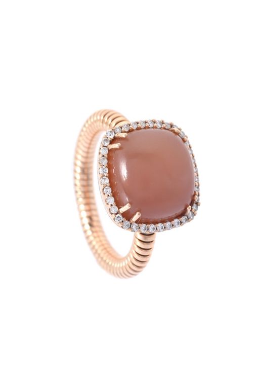 18k Gold Moonstone and Diamond Ring