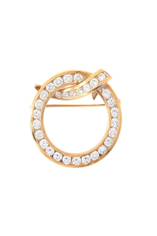 18k Gold Diamond Brooch
