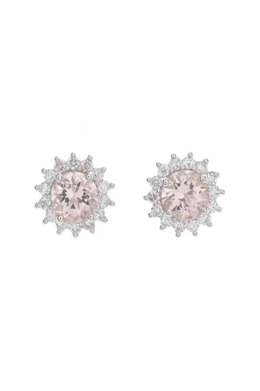 Pair of 18k Gold Morganite and Diamond Earrings