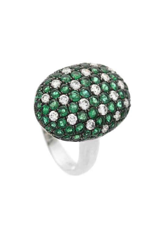 18k Gold Emerald and Diamond Ring