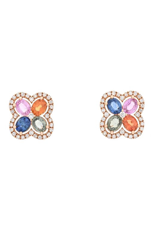 Pair of 18k Gold Sapphire and Diamond Earrings
