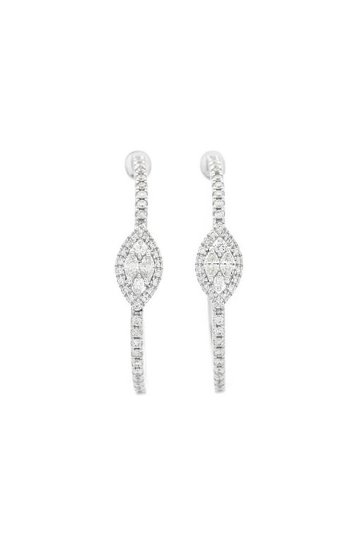 Pair of 18k Gold Diamond Hoop Earrings