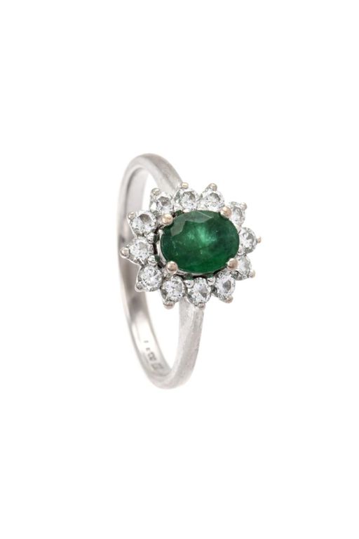 18k Gold Emerald and Diamond Ring