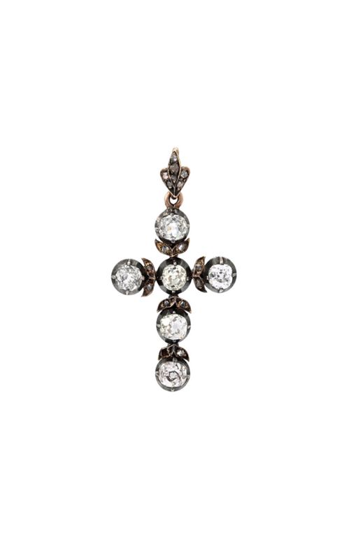 Silver and 14k Gold Diamond Pendant Necklace