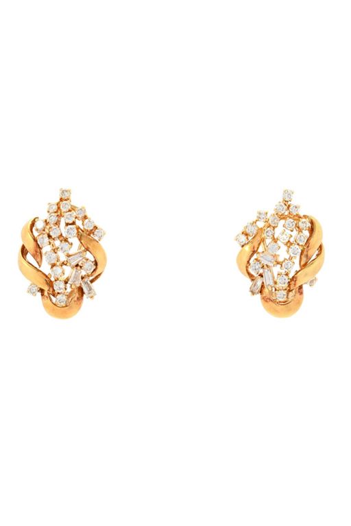 Pair of 18k Gold Diamond Earrings