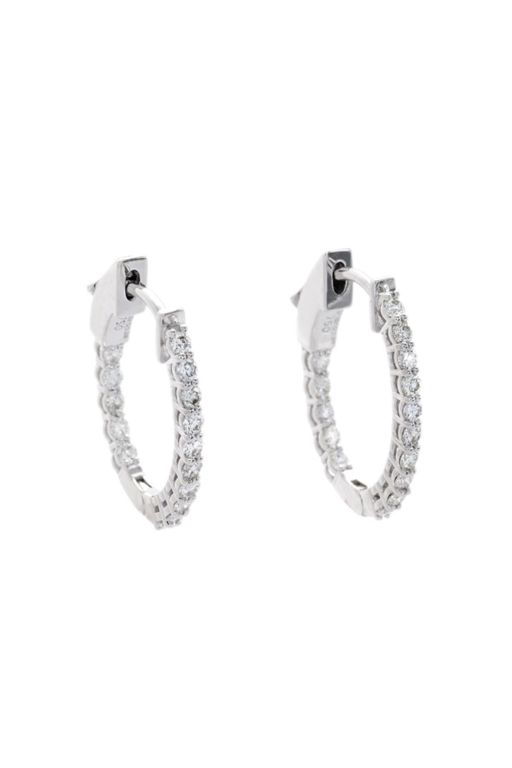 Pair of 18k Gold Diamond Hoop Earrings