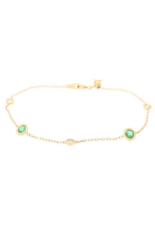 18k Gold Emerald and Diamond Bracelet