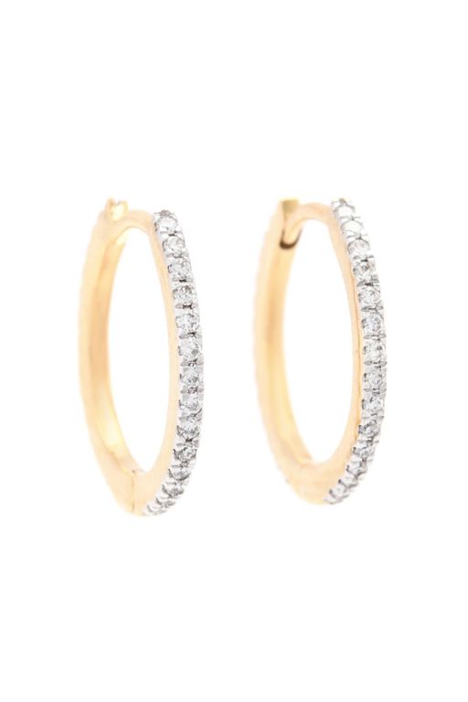 Pair of 18k Gold Diamond Hoop Earrings
