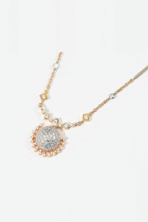 Gold and Platinum Diamond Pendant Necklace