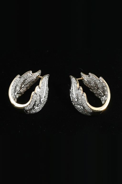Pair of 14k Gold Diamond Earrings