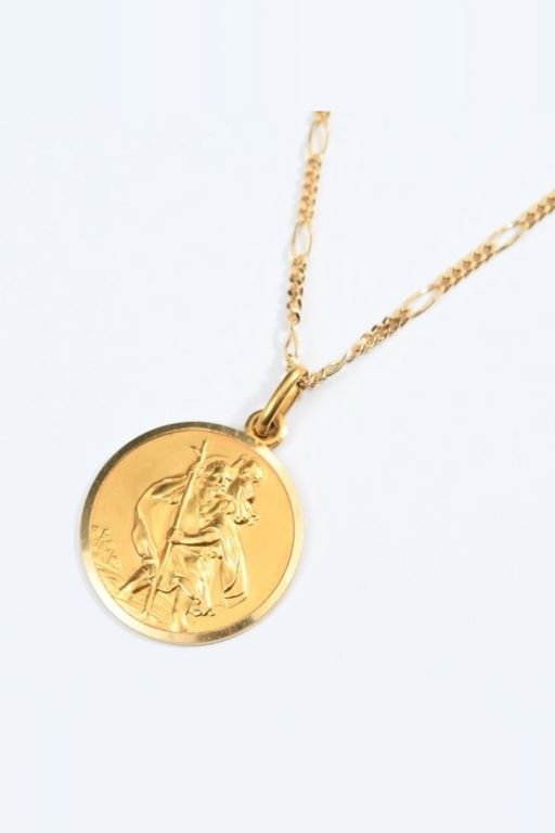 18k Gold Medallion Pendant Necklace