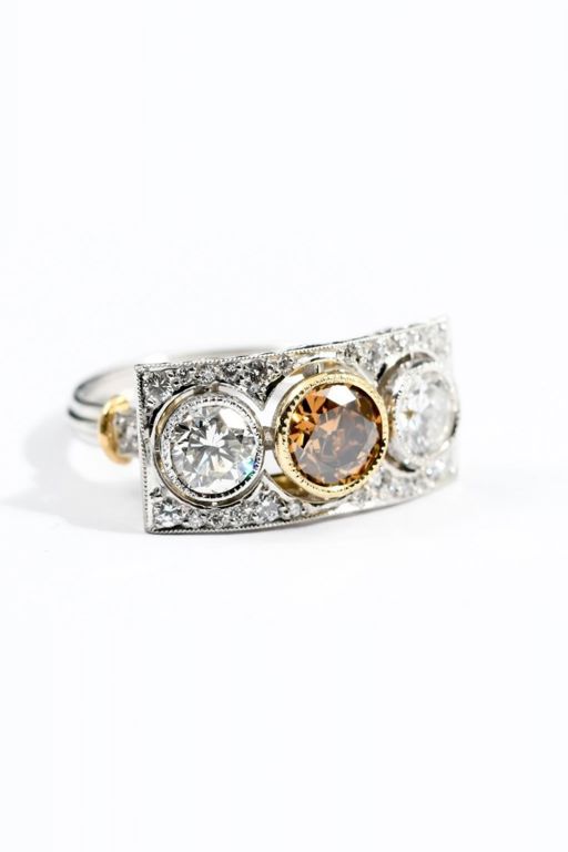 18k Gold and Platinum Diamond Ring