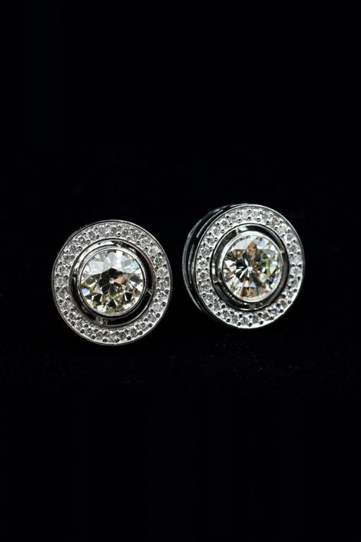 Pair of Platinum Diamond Earrings