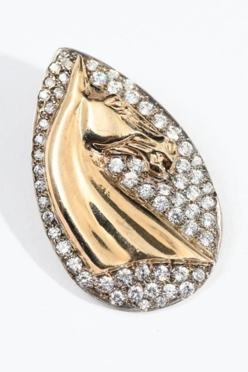 14k Gold Diamond Horse Pendant