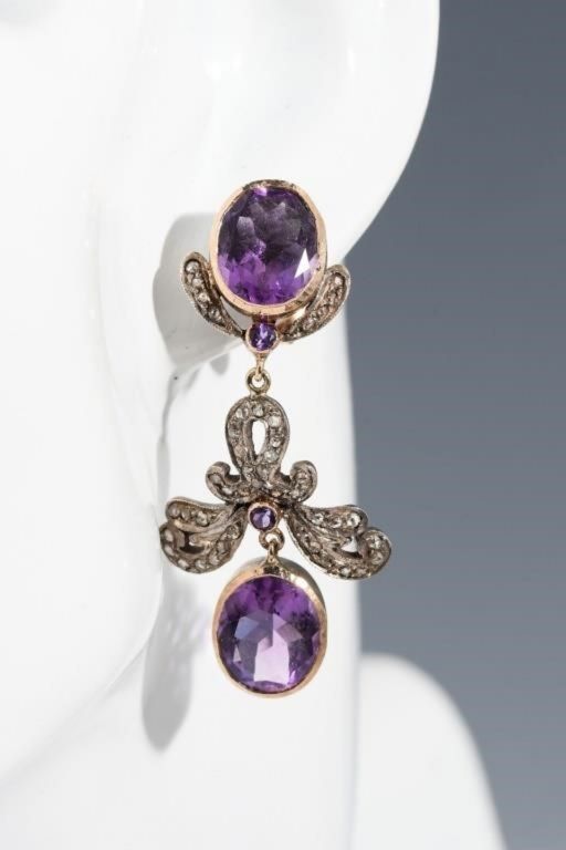 Pair of Sterling Silver Multi-Gem Earrings