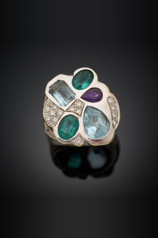 18k Gold Multi-Gem Ring