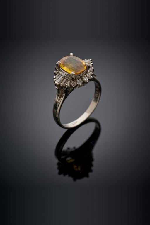 Platinum Sapphire and Diamond Ring