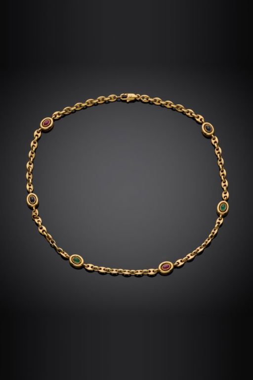 18k Gold Multi-Gem Necklace