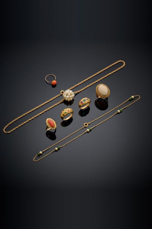 18k Gold Multi-Gem Jewelry Set
