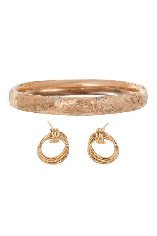 14k Gold Earrings and Bracelet
