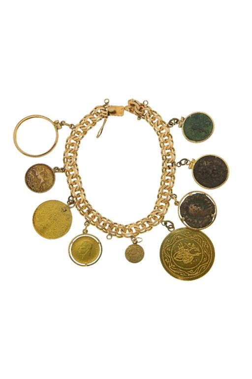 Mixed Gold Coin Charm Bracelet