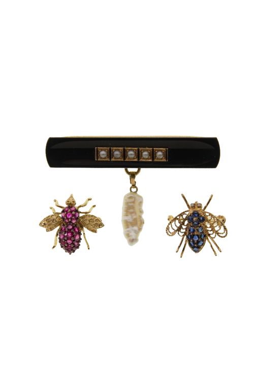 14k and 10k Gold Multi-Gem Brooches