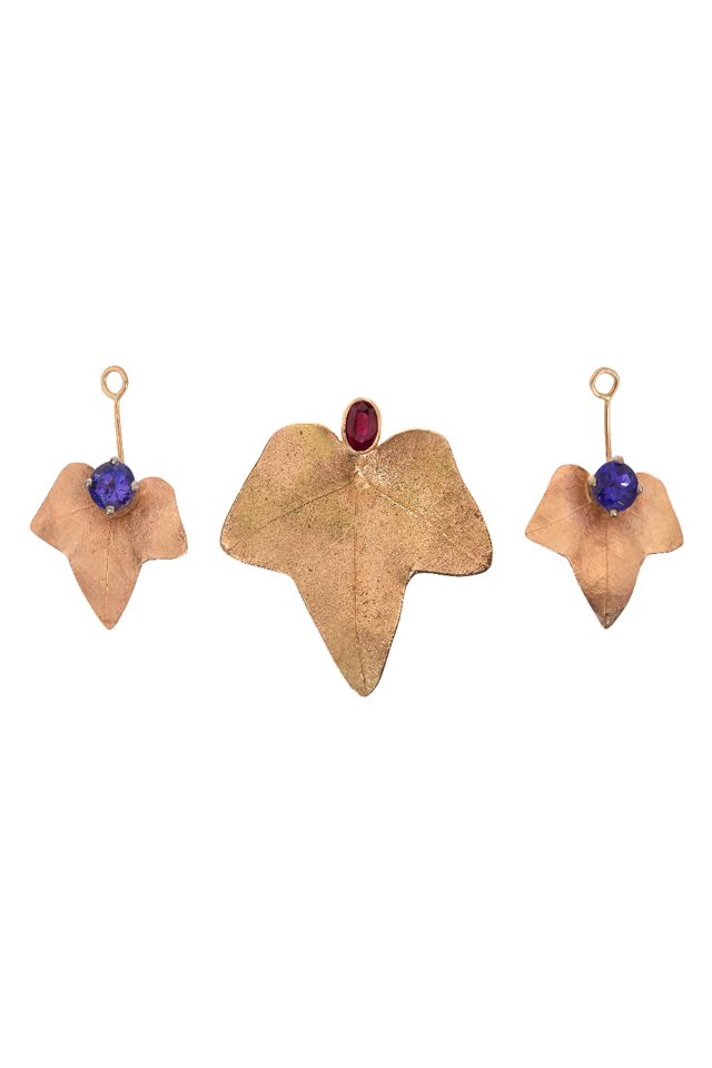 14k Gold Ruby and Iolite Jewelry Set