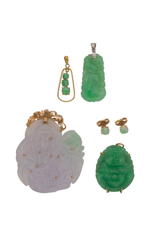 Gold Jadeite Jade Jewelry Set