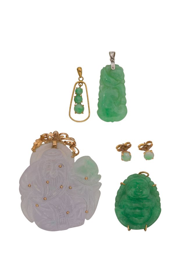 Gold Jadeite Jade Jewelry Set
