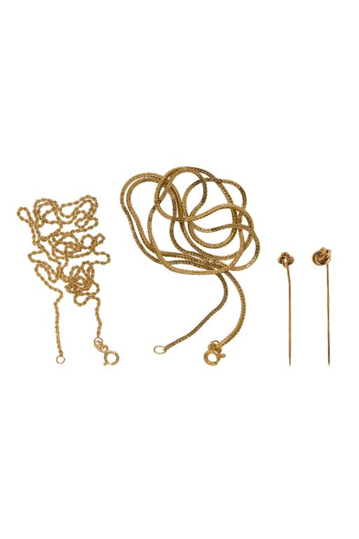 14k Gold Necklace and Stick Pin Set