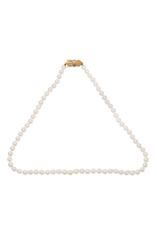 18k Gold Pearl Choker Necklace