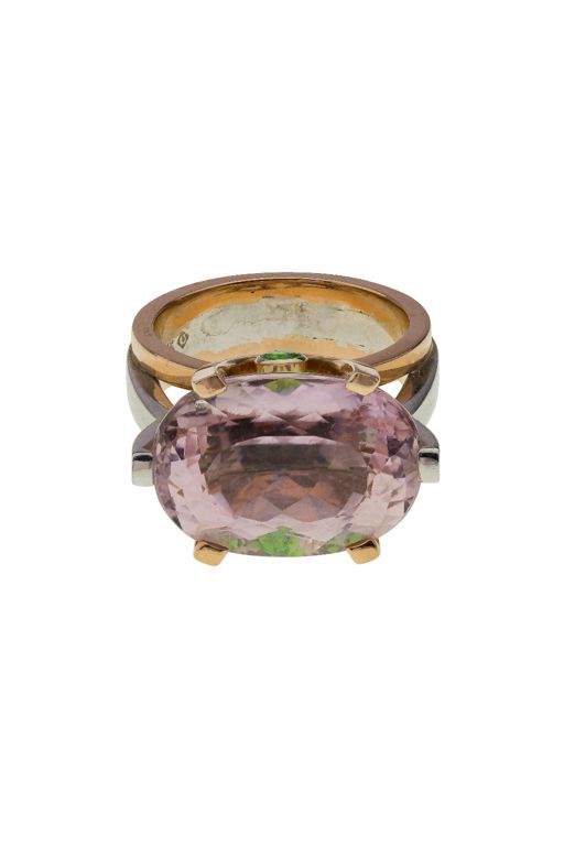 14k Gold Morganite and Garnet Ring
